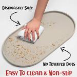 DogBuddy Dog Food Mat - Waterproof Dog Bowl Mat, Silicone Pet Mat for Food and Water Bowls, Nonslip Pet Feeding Mat with Edges, Dogs Food Mats for Floors, Puppy Supplies (Small, White Sand)