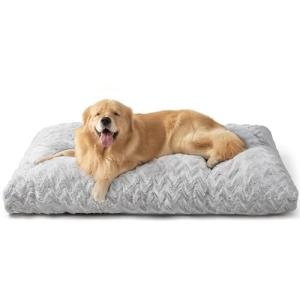 EHEYCIGA Washable Dog Crate Bed for Large Dogs, Fluffy Pet Kennel Pad Reversible for Doggie and Cats, Plush Faux Fur Pet Sleeping Mattress Mat, 35" x 23"x 3.5", Grey