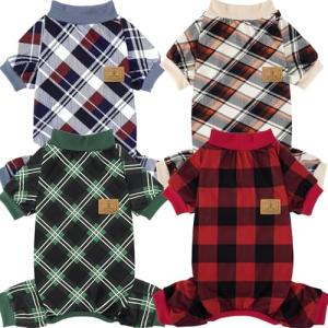 4 Pack Dog Pajamas for Small Pets – Plaid