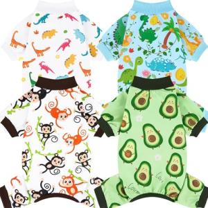 4 Pack Soft Summer Dog Pajamas for Pets