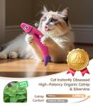 PetBusy Cat Toys with[5000mg A+Natural Catnip &Silvervine] [Baby Grade] Interactive Soft Chew Kicker Cat Toys for Indoor Cats & Kittens, [Crinkle &Bell] Fish Sound Toy, Drives Bored Cat Crazy with Fun