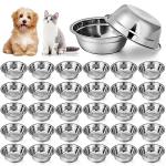 Zhehao 30 Pcs Stainless Steel Dog Bowls Bulk Metal Dog Food and Water Container Replacement Lightweight Pet Bowl for Cage Kennel and Crate(16 oz)