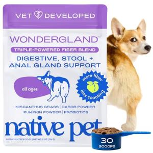 Native Pet WonderGland - Dog Anal Gland Treatment Using Fiber for Dogs - Prevent Scooting for Dogs Anal Gland Supplement Including Dog Gut Health Probiotics for Anal Gland Support - 30 Scoops