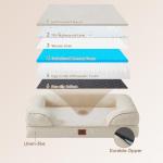 EHEYCIGA Orthopedic Dog Beds for Large Dogs, Waterproof Memory Foam Large Pet Bed with Sides, Non-Slip Bottom and Egg-Crate Foam Dog Couch Bed with Washable Removable Cover, Beige