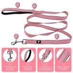 NESTROAD Reflective Dog Collar and Leash Set,Soft Neoprene Pet Collar with Quick Release Buckle,Adjustable Nylon Dog Collars for Small Medium Large Dogs(Large Collar + 5FT Leash,Pink)