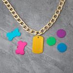 Framendino, 60 Pack Pet ID Tag Colorful Blank Double Sided Aluminum Charms for Dog Cat DIY Crafts Jewelry Making 10 Colors 3 Different Shapes