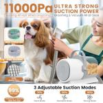 Dog Grooming Vacuum, Pet Grooming Kit, Dog Clipper Nail Trimmer Grinder, 2.5L Dust Cup 7 Grooming Tools 11000Pa Dog Vacuum for Shedding Grooming, Pet Grooming Vacuum for Dogs, Home Cleaning, PG50 Plus