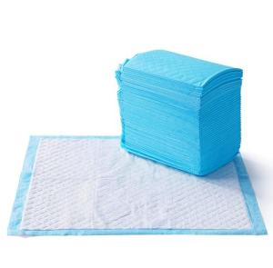 Amazon Basics Heavy Duty Dog and Puppy Pee Pads, 5-Layer Leak-Proof Ultra Absorbent, Quick-Dry Surface, Potty Training, Regular (24x23"), 50 Count, Blue & White