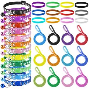 36PCS Quick Release Buckle Adjustable Puppy Paw Print Collar and Leash Set, Dog Collar and Leash Set, Soft Nylon Material, Suitable for Small Dogs, Cars and Pets
