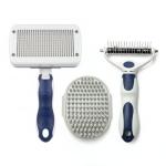 BPG Pet Grooming Tools for Dogs & Cats- 3 Piece Dog Grooming Kit, Slicker Brush, Bath Brush And Undercoat Rake- Non-Slip Easy To Use Deshedding Tools For All Coat Types- Brooklyn Pet Gear