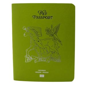 United Pet Club Color Premium PU Leather stitch-sewn US Pet Passport Medical Record for Pet Health and Vaccination English + Spanish for Cat, Dog, Puppy and Kitten (Lime, Single)