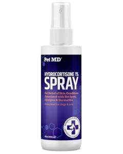 Pet MD Hydrocortisone Spray for Dogs, Cats, Horses - Itch Relief Spray & Hot Spot Treatment for Dogs, Irritated Dry Itchy Skin, Allergies, and Dermatitis - Reduces Topical Inflammation - 4 oz