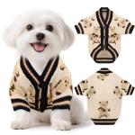 XGDMEIL Small Dog Sweaters Cute Bear Knitted Dog Cardigans Clothes for Small Medium Dogs Soft Pet Puppy Cat Knitting Outfits Fall Winter Warm Boy Girl Dogs Knitwear Coat Apparel(Beige, X-Small)