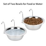 Fri4Free 2PCS Kennel Water Bowl Hanging,Stainless Steel Puppy Bowls for Small Dog Cage,Kennel, Crate, Catio Accessories,Dog Crate Water Bowl Dish Feeder Food Holder No Spill(8oz/1cup)