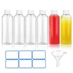 AskBed 6 Pack 2 Oz (60ml) Clear Plastic Shot Bottles with caps - Small Bottles for Health, Immunity, Wellness, Samples - Perfect for Ginger Juice & Personal Care on the Go