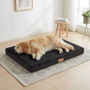 Patas Lague Orthopedic Dog Bed Large Sized Dog 36''X24'',Soft Waterproof Egg Crate Foam Medium Pet Crate Beds Mat with Removable Washable Cover and Non-Slip Bottom, Black