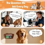 Dog Feeding Reminder Supplies, Pet Meal Tracker with The Dog Ate, Acrylic Unique Ear Shape 2 Area Feed Sign with Breakfast and Dinner, Walnut with 2 Stickers, 5.5" x 3", 1 Pack