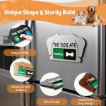 Dog Feeding Reminder Supplies, Pet Meal Tracker with The Dog Ate, Acrylic Unique Ear Shape 2 Area Feed Sign with Breakfast and Dinner, Walnut with 2 Stickers, 5.5" x 3", 1 Pack