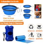 LOBEVE No Pull Dog Harness, Collar & Leash Set with Retractable Dog Seat Belt, Collapsible Dog Bowls and Poop Bag Dispenser - Ideal for Training, Walking, Hiking - Fits Small to Large Dogs(Blue-M)