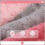 EXPAWLORER Dog Sweater with Leash Hole - Large Dogs Fall Sweaters for Girls Boys,Classic Turtleneck Knitwear Dog Clothes for Cold Weather, Cable Knit Dogs Outfit,Coat,Pet Apparel(Pink&Grey,L/XL)