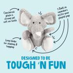 goDog Checkers Elephant Squeaky Plush Dog Toy, Chew Guard Technology - Gray, Large