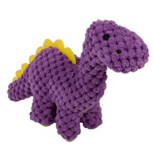 goDog Checkers Just for Me Dinos Bruto Squeaky Plush Dog Toy, Chew Guard Technology - Purple, Mini