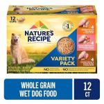 Nature’s Recipe Chicken, Salmon and Turkey Recipes Variety Pack Wet Dog Food, 12-2.75 oz. Cups, 2 Count