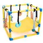 Fsawdnn Puppy Play Gym with 8 Hanging Toys, Indoor Puppy Jungle Gym with Interactive Dog Enrichment Toys.PVC Frame with Small Dogs Hammock Enrichment Activity Center