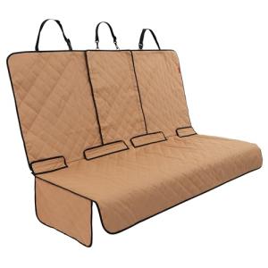 Lusso Gear Dog Car Seat Cover for Back Seat - Tan, Universal Fit - Waterproof & Non-Slip Oxford Fabric Cover - Protector for SUV & Truck - Pet Travel Accessory