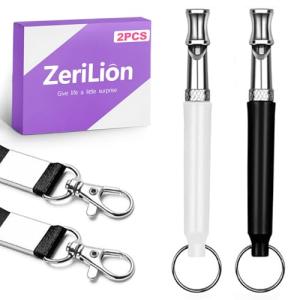 ZeriLion 2 Pack Dog Whistle for Barking Control & Recall Training - Adjustable Ultrasonic Silent Whistle with Lanyard for All Dogs, Professional Pet Whistle Neighbor Dog Solution & Deaf Pet Aid