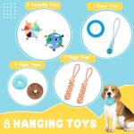 Fsawdnn Puppy Play Gym with 8 Hanging Toys, Indoor Puppy Jungle Gym with Interactive Dog Enrichment Toys.PVC Frame with Small Dogs Hammock Enrichment Activity Center