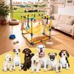 Fsawdnn Puppy Play Gym with 8 Hanging Toys, Indoor Puppy Jungle Gym with Interactive Dog Enrichment Toys.PVC Frame with Small Dogs Hammock Enrichment Activity Center
