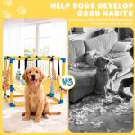 Fsawdnn Puppy Play Gym with 8 Hanging Toys, Indoor Puppy Jungle Gym with Interactive Dog Enrichment Toys.PVC Frame with Small Dogs Hammock Enrichment Activity Center