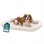 Furhaven Dog Bed for Small Dogs & Indoor Cats, 100% Washable, Sized to Fit Crates - Sherpa Fleece Bolster Crate Pad - Cream, Small