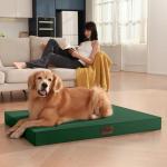 Tail Stories Outdoor All Weather Large Dog Bed, Waterproof Dog Bed for Large Dogs 36x27 Inch, Orthopedic Egg Crate Foam Pet Bed with Washable Removable Oxford Cooling Cover, Dark Green