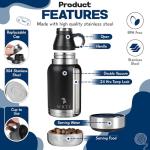 WRTZ Portable Dog Water Bottle with 2 Removable Water Bowls for Dogs – Leak-Proof Insulated Stainless Steel Dog Water Bottle - Travel Accessories for Dogs - 32oz - Black