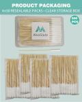 AkoSlale Dog Ear Cleaning Swabs 6 Inch (200 Count) - Extra Long Cotton Swabs for Large Dogs - Sturdy Bamboo Applicator Tool for Wax Removal, Oily-Eared Breeds & Grooming - Safe Cleaning Sticks