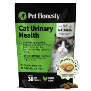 Cat Urinary Tract Health Crunchy & Creamy Chews - Promotes Healthy Digestion & Normal Bladder Function with Cranberry, Antioxidants, & Probiotics - Gut + Bladder Support Supplement (30 Day Supply)