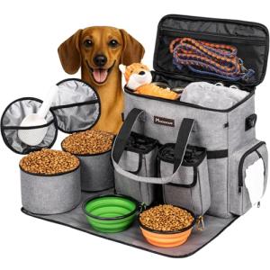 Pet Travel Backpack with Collapsible Bowls and Food Containers
