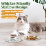 Petdream 4-Pack Stainless Steel Cat Food Bowls, Shallow Whisker-Friendly Non-Slip Silicone Base Metal Dishes, Easy to Clean Indoor Feeding Flat Plates for Cat, Kitten, Small Dog (6.7")