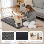 Washable Dog Bed Mat Ultra Soft Dog Crate Pad Comfy Fluffy Pet Kennel Beds Dog Sleeping Mattress for Large Jumbo Medium Small Dogs, 41 x 27 Inch, Gray