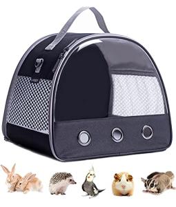 Guinea Pig Carrier Backpack, Clear Bubble Window Backpack for Guinea Pig, Bunny Rat Bird (Black, Carrier)