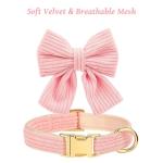 Dog Collar and Leash Set - Metal Buckle Adjustable Puppy Collar, Cute Dog Collar and Leash Set with Flower Bow Tie, Puppy Collar with 5 FT Leash, Soft & Comfortable Collar for Small Medium Dogs-M