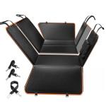 6-in-1 Leather Dog BackSeat Extender, Hard Bottom 40/60 Split Waterproof Car Back/Front Seat Cover, Rear Hammock Carseat Protector, Large Size Pet Mat for SUV/Truck/Cargo, Vehicle Bed Travel Accessory