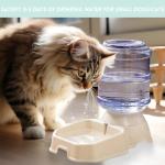 Automatic Pet Feeder & Waterer Set of 2 Pack, Self Feeding Replenish Dog Cat Bowls, Gravity Food & Water Storage Container Fountain Jug Pet Supplies Plastic Skid Proof Rubber Feet (White)