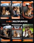 6-in-1 Leather Dog BackSeat Extender, Hard Bottom 40/60 Split Waterproof Car Back/Front Seat Cover, Rear Hammock Carseat Protector, Large Size Pet Mat for SUV/Truck/Cargo, Vehicle Bed Travel Accessory