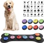 Dog Buttons for Communication, 8 Pcs Dog Talking Button Set, 30s Recordable Voice Pet Buzzer Training Buttons, Speaking Button for Dogs with Waterproof Anti-Slip Dog Button Mat and 48 Scene Stickers