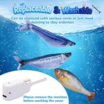 3PCS Interactive Cat Toy Floppy Fish Cat Toy with Crinkle Paper & Fishing Pole, Moving Cat Toys for Indoor Cats Boredom Relief, Rechargeable Automatic Touch-Activated Toys for Interactive Fun