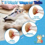 3PCS Interactive Cat Toy Floppy Fish Cat Toy with Crinkle Paper & Fishing Pole, Moving Cat Toys for Indoor Cats Boredom Relief, Rechargeable Automatic Touch-Activated Toys for Interactive Fun