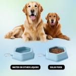 No Splash Dog Travel Bowls for Cars, Spill Proof Collapsible Dogs Water and Food Feeder Dispenser Integrated Molding Portable Cat Dish for Pet Vehicle Road Trips (Morandi Blue)
